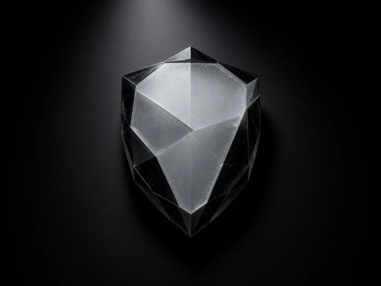 Escudo de cristal esmerilado y obsidiana.